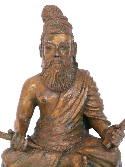 4" Saint Thiruvalluvar Seated On Aasana | Panchaloha Bronze Statue | Decorative Bronze Idol | Bronze Statue For Temple