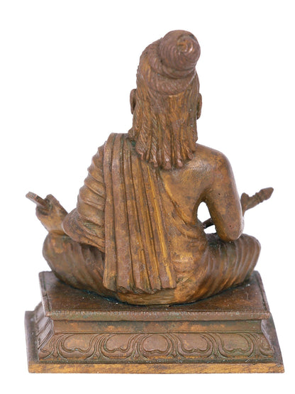 4" Saint Thiruvalluvar Seated On Aasana | Panchaloha Bronze Statue | Decorative Bronze Idol | Bronze Statue For Temple