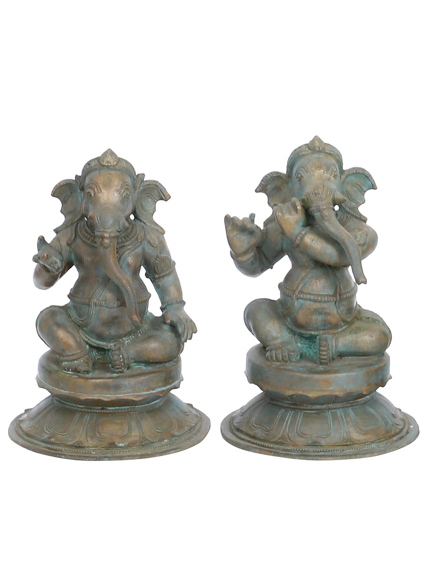 8.5" Musical Ganesha (Set Of 7) | Handmade Lord Ganesha Idol | Panchaloha Bronze Statue From Swamimalai