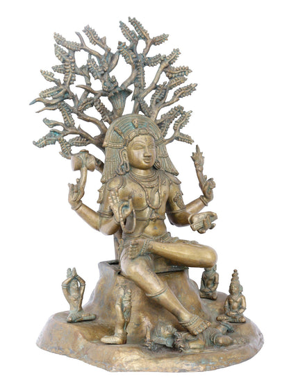 21" Dakshinamurthy Shiva | Handmade Shiva Idol | Panchaloha Bronze Statue From Swamimalai