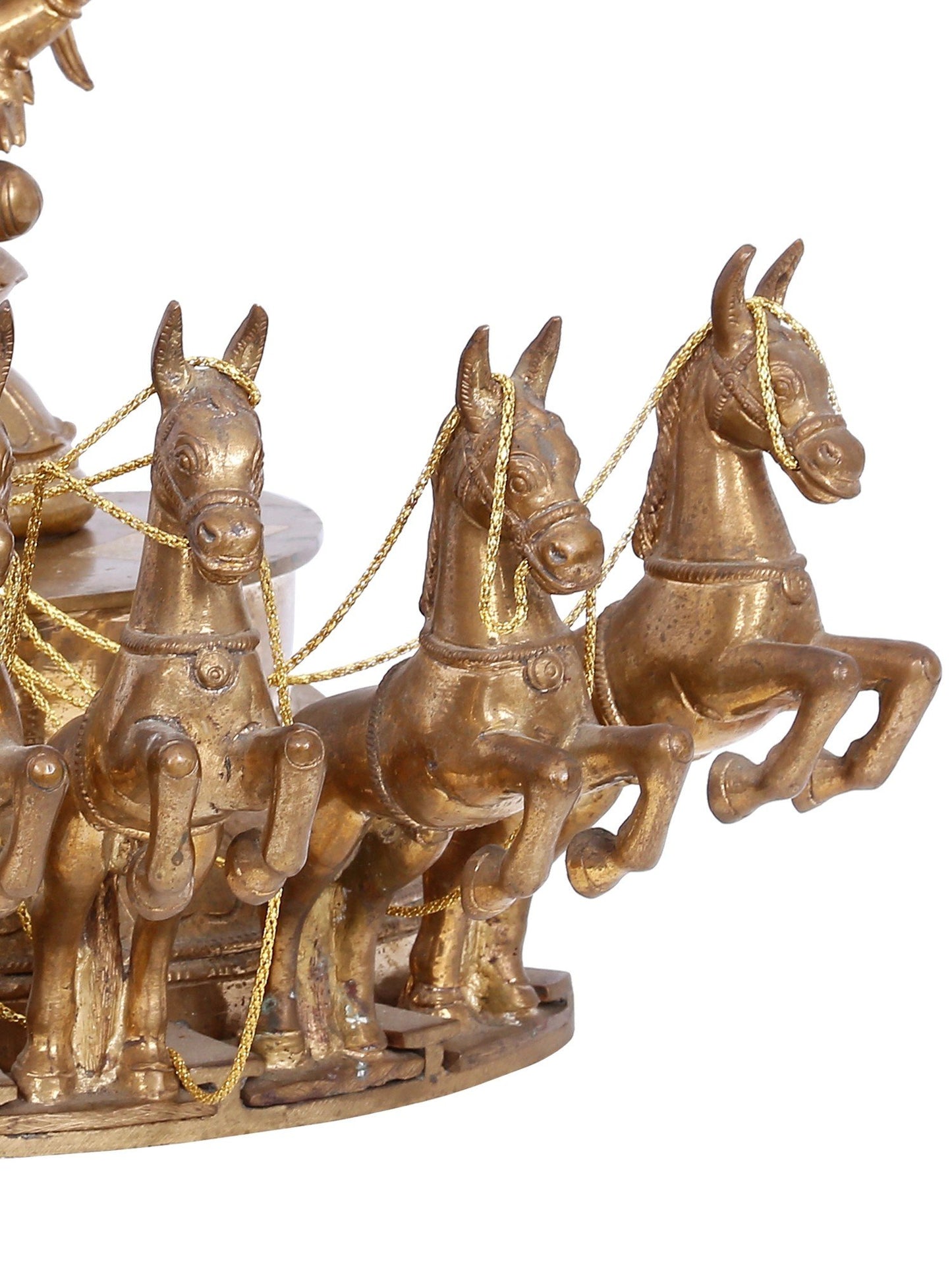 13" Lord Surya on His Seven Horses Chariot - Panchaloha Bronze Statue | Handmade Bronze Idol