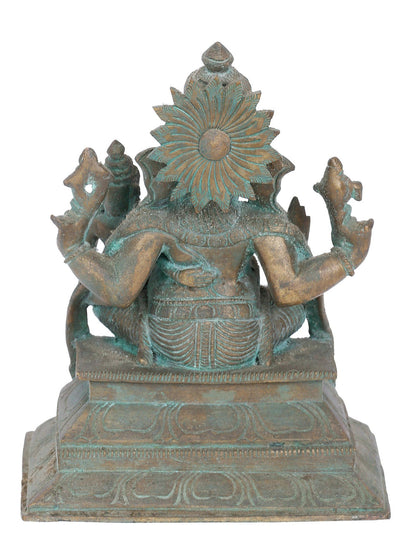 6" Shakti Ganpati Seated On Aasana | Panchaloha Bronze Statue | Decorative Bronze Idol | Bronze Statue For Temple