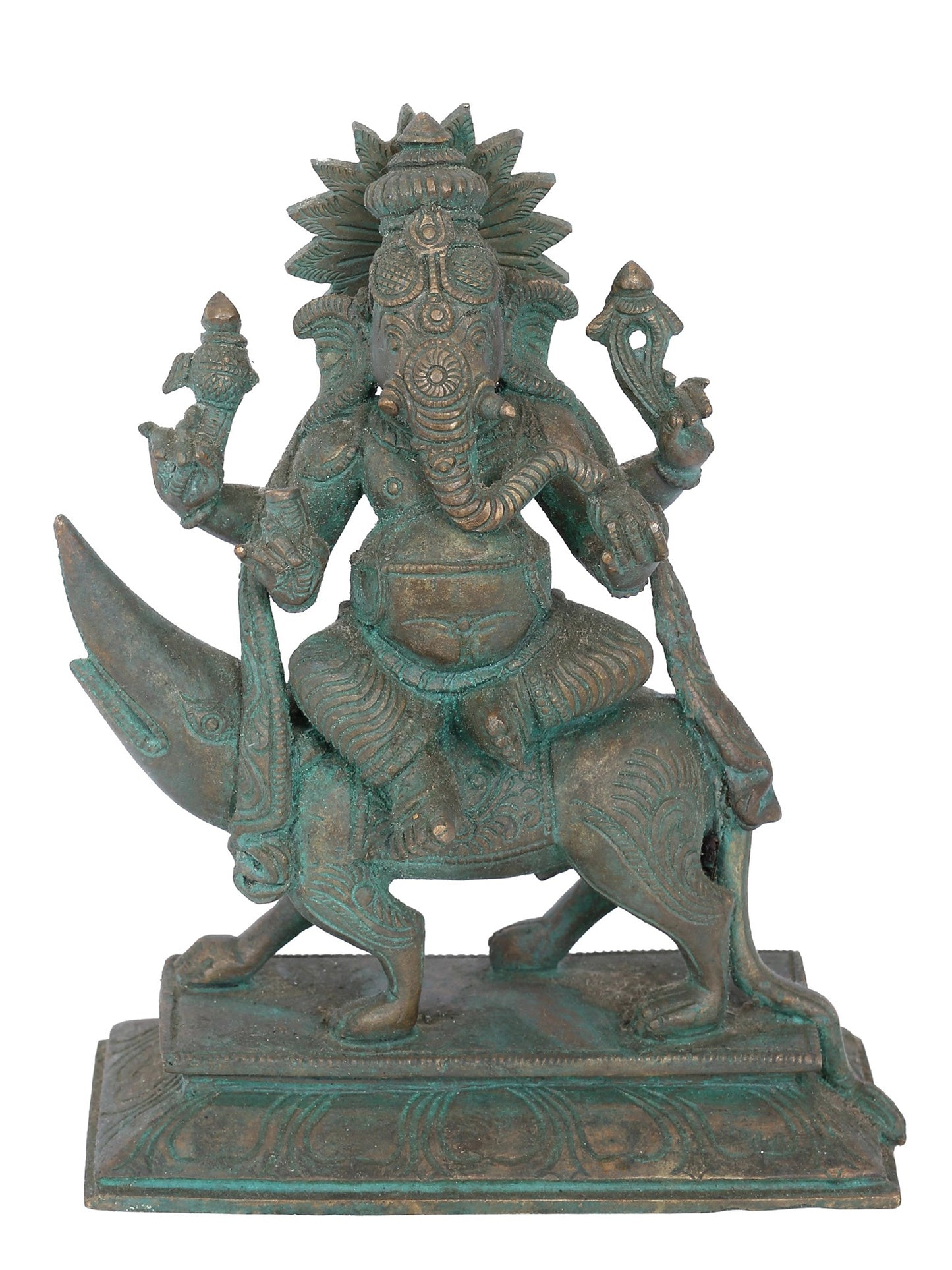 7" Vijaya Ganapati Seated On Mushaka | Panchaloha Bronze Statue | Decorative Bronze Idol | Bronze Statue For Temple