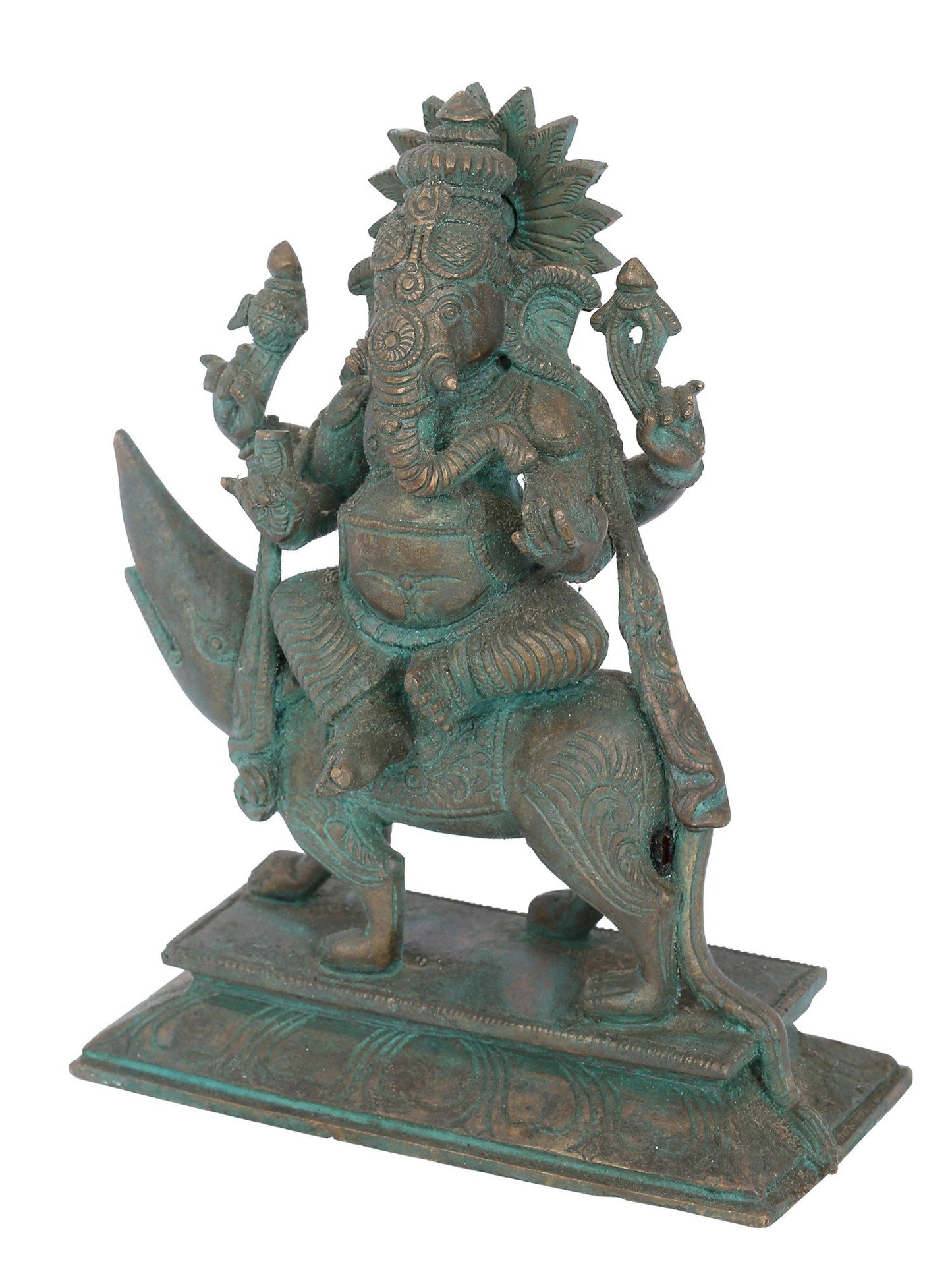 7" Vijaya Ganapati Seated On Mushaka | Panchaloha Bronze Statue | Decorative Bronze Idol | Bronze Statue For Temple