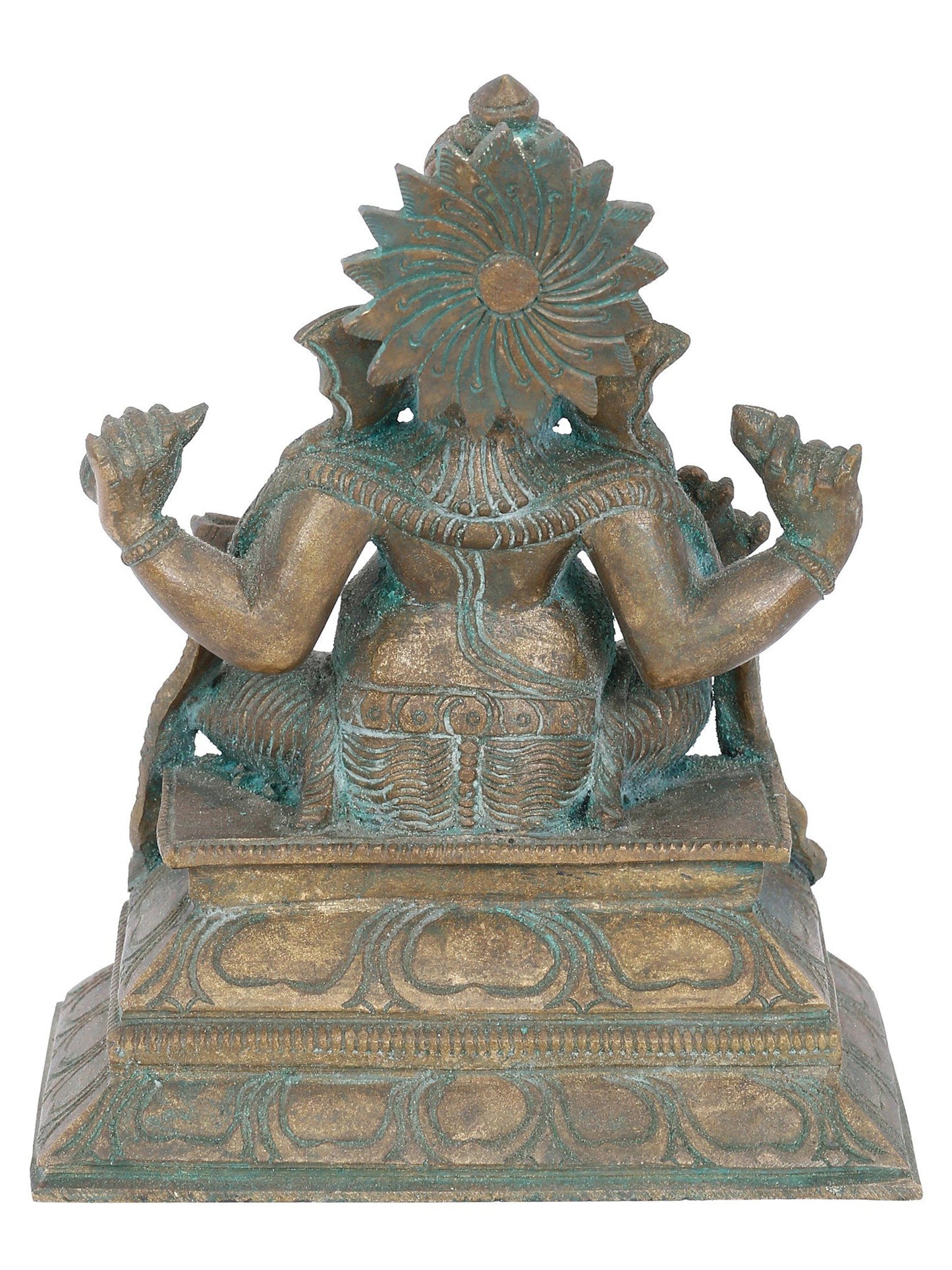 7’’ Bhakti Ganapati With Four Arms Bronze Statue | Panchaloha Bronze Statue | Decorative Bronze Idol | Bronze Statue For Temple