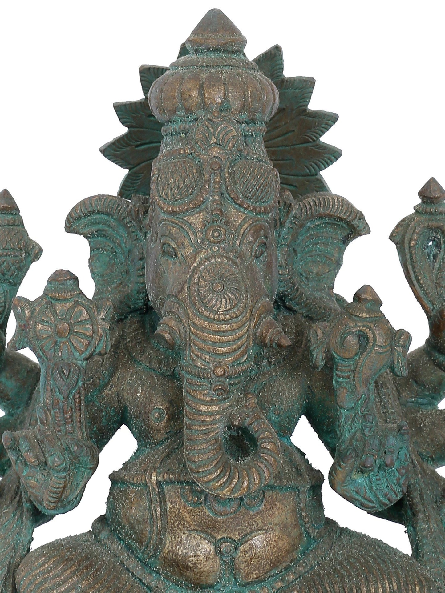 7" Ashtambahu Taruna Ganapati Bronze Idol | Panchaloha Bronze Statue | Decorative Bronze Idol | Bronze Statue For Temple