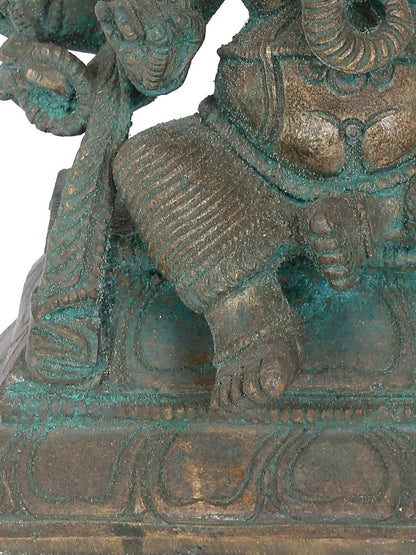 7" Ashtambahu Taruna Ganapati Bronze Idol | Panchaloha Bronze Statue | Decorative Bronze Idol | Bronze Statue For Temple