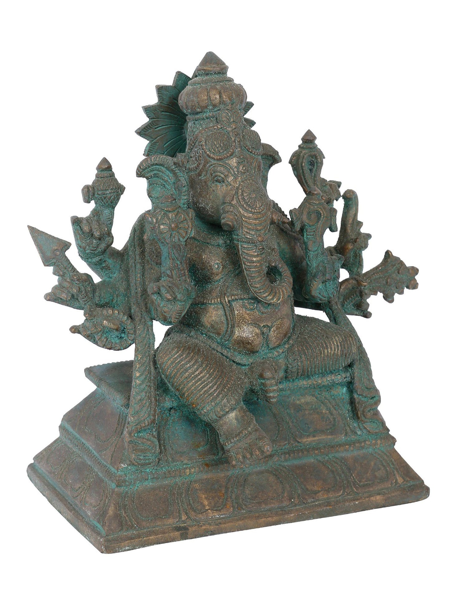 7" Ashtambahu Taruna Ganapati Bronze Idol | Panchaloha Bronze Statue | Decorative Bronze Idol | Bronze Statue For Temple