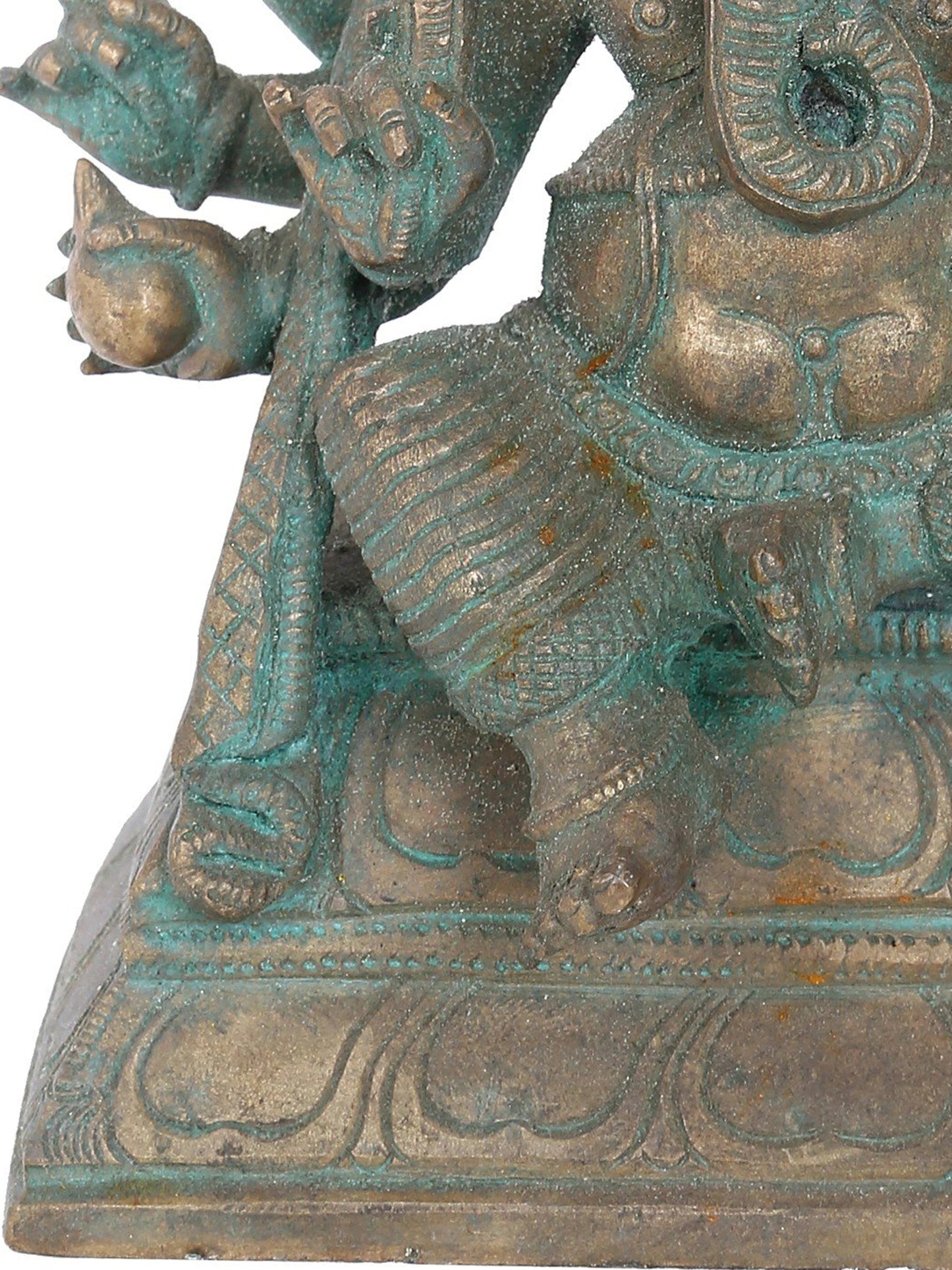 7" Seated Taruna Ganapati With Eight Arms Bronze Idol | Panchaloha Bronze Statue | Decorative Bronze Idol | Bronze Statue For Temple