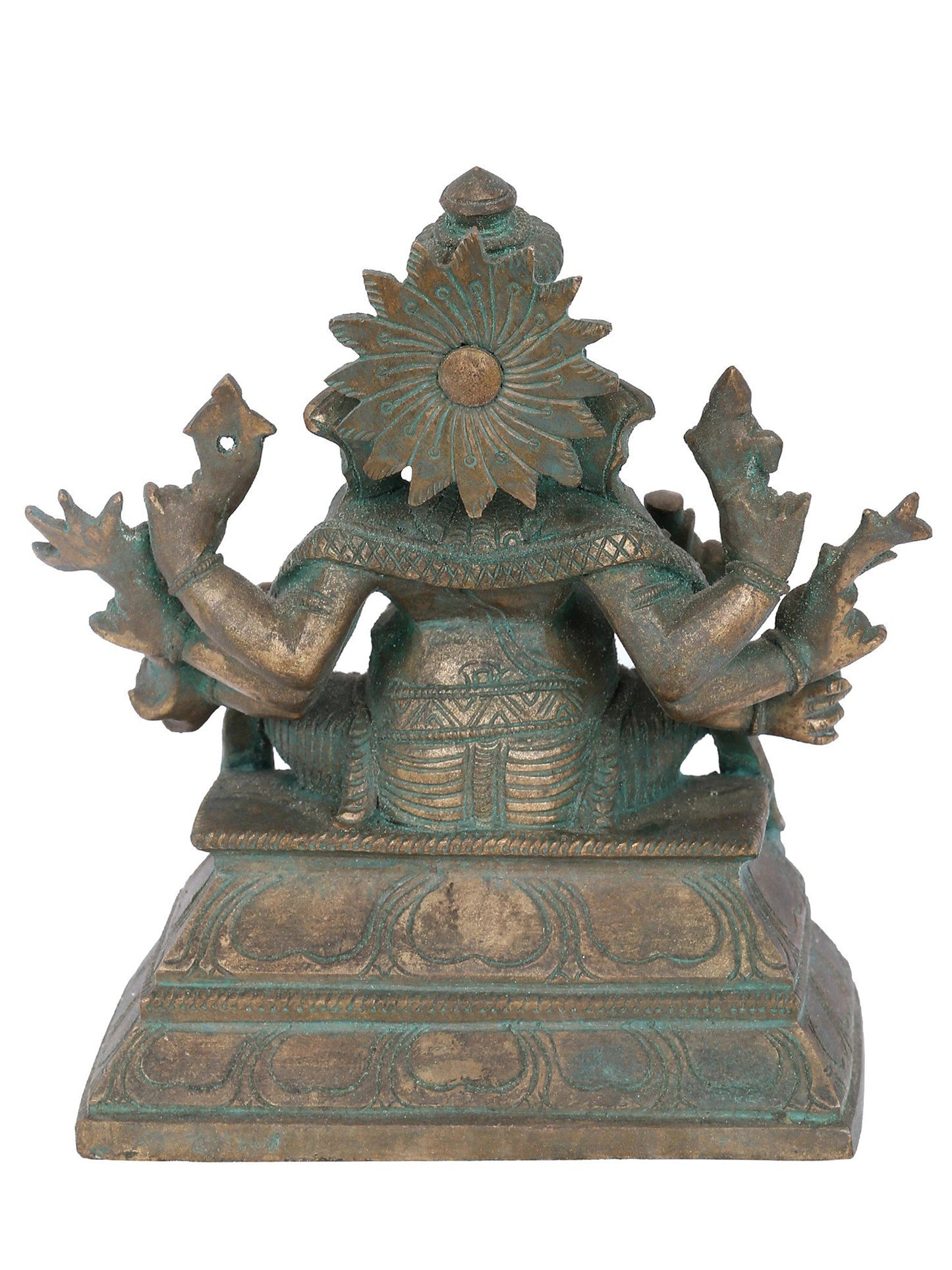 7" Seated Taruna Ganapati With Eight Arms Bronze Idol | Panchaloha Bronze Statue | Decorative Bronze Idol | Bronze Statue For Temple