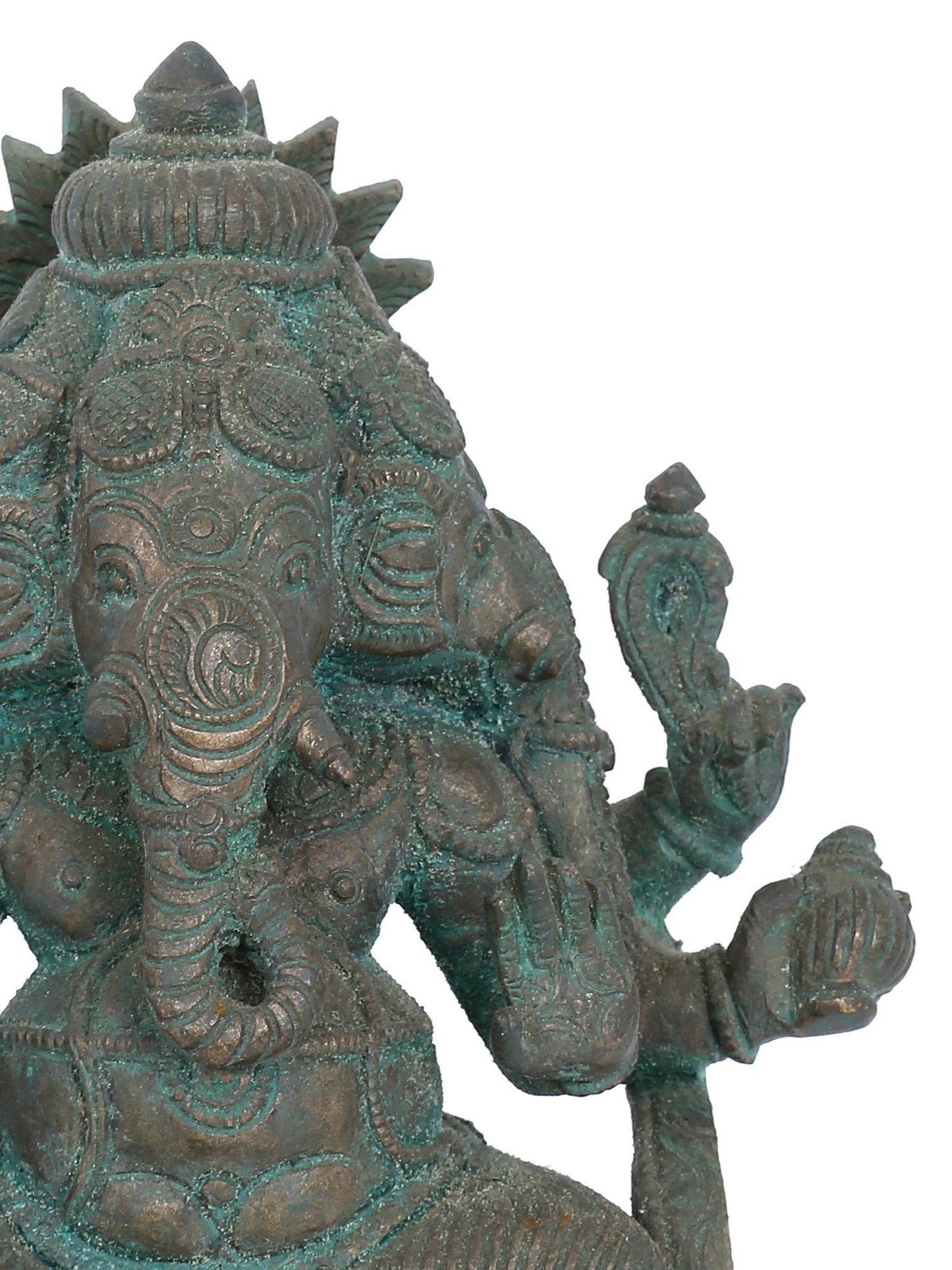 7" Three Headed Lord Ganesha Bronze Statue | Panchaloha Bronze Statue | Decorative Bronze Idol | Bronze Statue For Temple