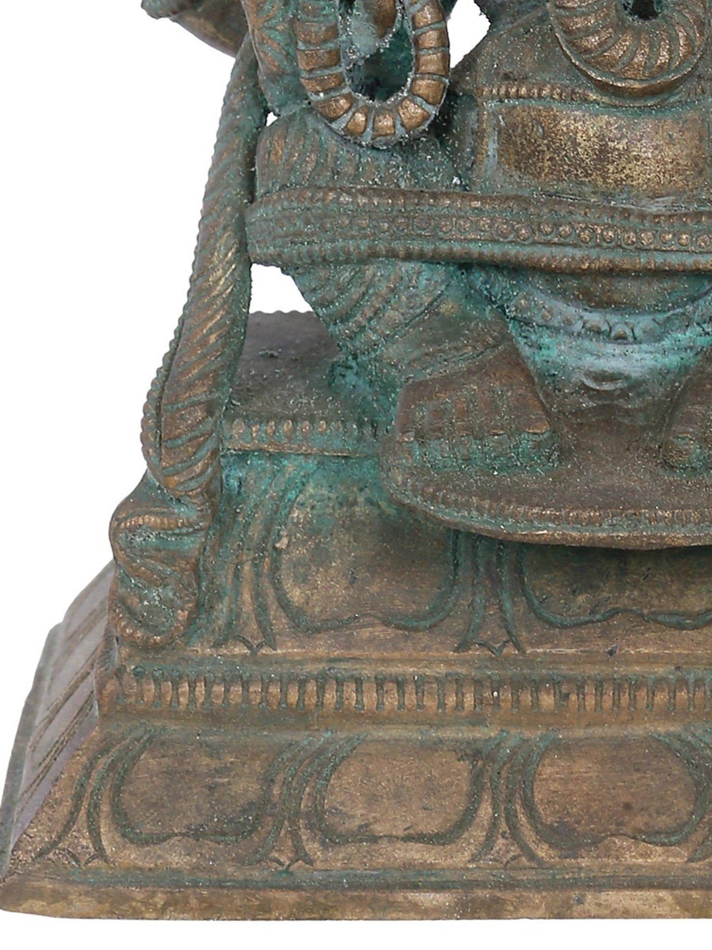 7" Chaturbhuja Yoga Ganapati Bronze Statue | Panchaloha Bronze Statue | Decorative Bronze Idol | Bronze Statue For Temple