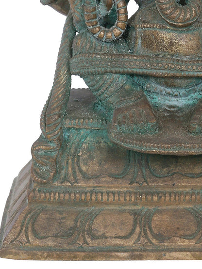 7" Chaturbhuja Yoga Ganapati Bronze Statue | Panchaloha Bronze Statue | Decorative Bronze Idol | Bronze Statue For Temple