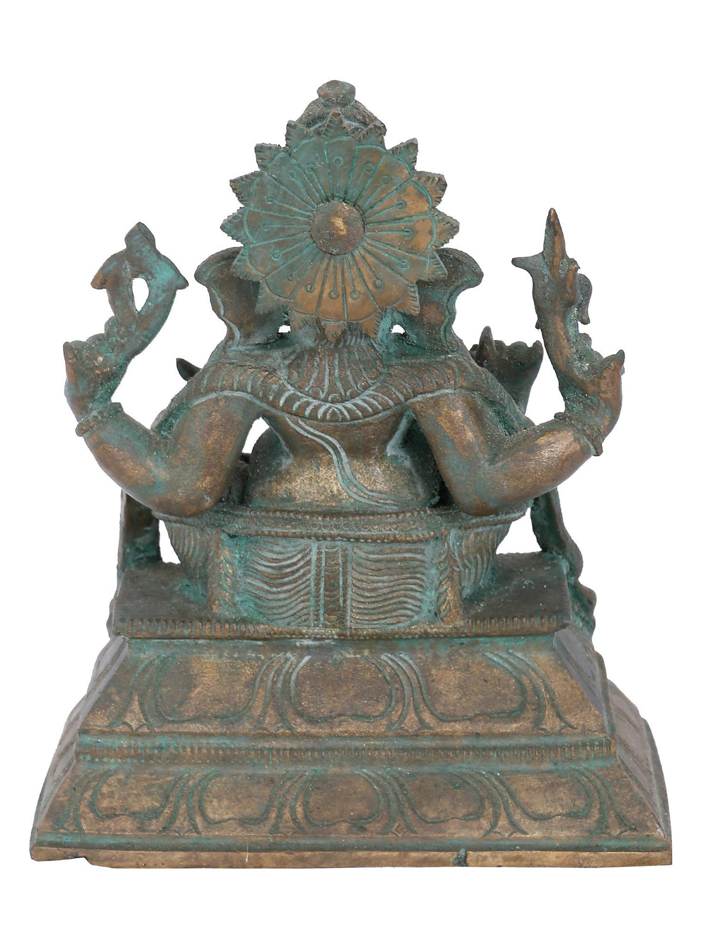 7" Chaturbhuja Yoga Ganapati Bronze Statue | Panchaloha Bronze Statue | Decorative Bronze Idol | Bronze Statue For Temple