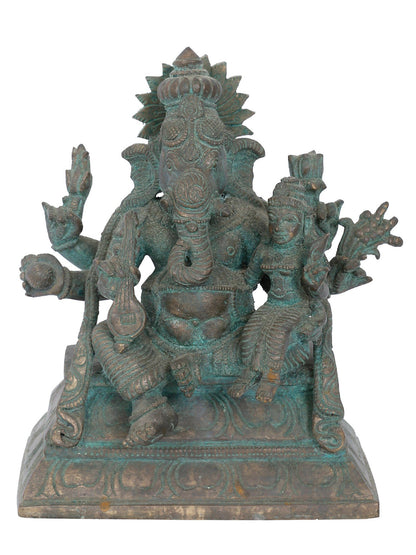 7" Ucchista Ganapati Bronze Statue | Panchaloha Bronze Statue | Decorative Bronze Idol | Bronze Statue For Temple