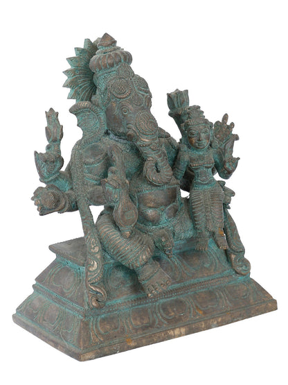 7" Ucchista Ganapati Bronze Statue | Panchaloha Bronze Statue | Decorative Bronze Idol | Bronze Statue For Temple