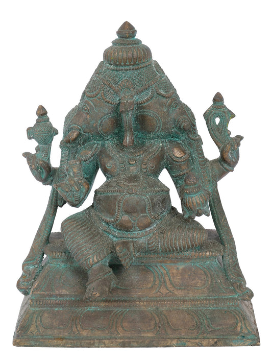 7" Dvimukha Ganapati Bronze Statue | Panchaloha Bronze Statue | Decorative Bronze Idol | Bronze Statue For Temple