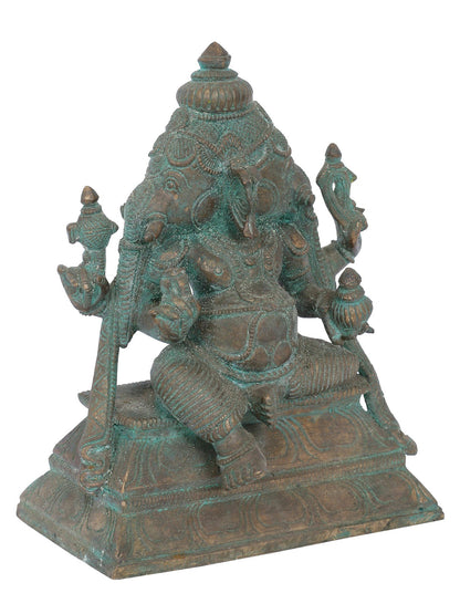 7" Dvimukha Ganapati Bronze Statue | Panchaloha Bronze Statue | Decorative Bronze Idol | Bronze Statue For Temple