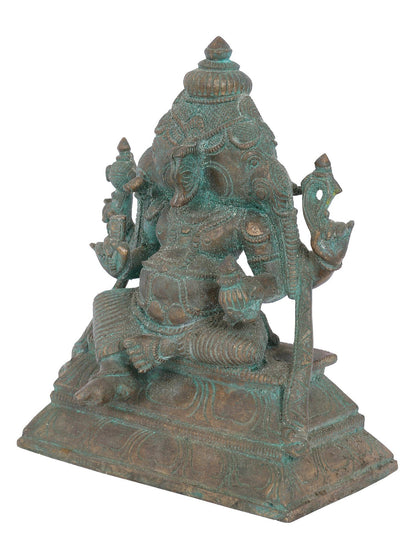 7" Dvimukha Ganapati Bronze Statue | Panchaloha Bronze Statue | Decorative Bronze Idol | Bronze Statue For Temple