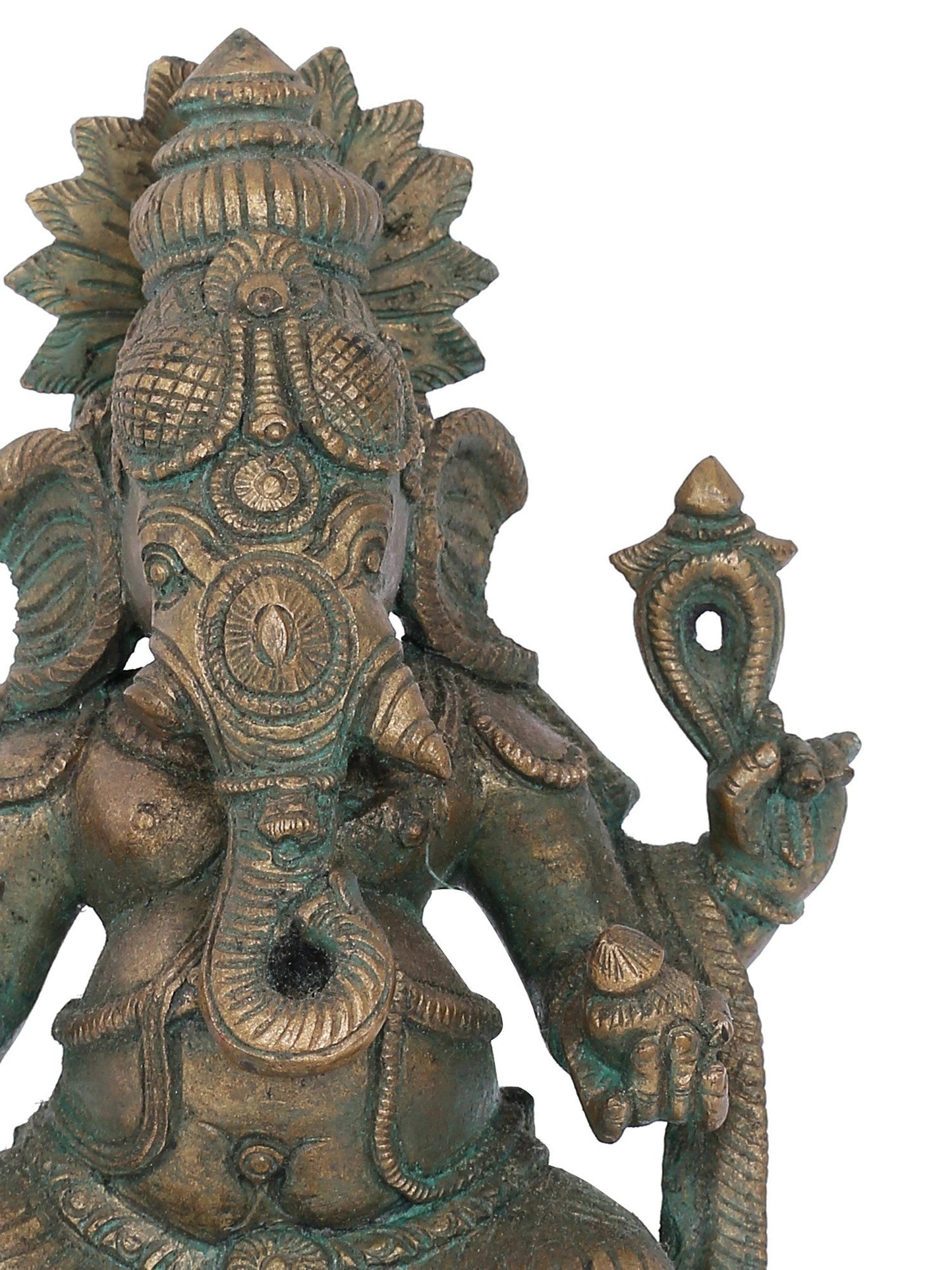 7" Sitting Lord Ganesha With Modaka Bronze Statue | Panchaloha Bronze Statue | Decorative Bronze Idol | Bronze Statue For Temple