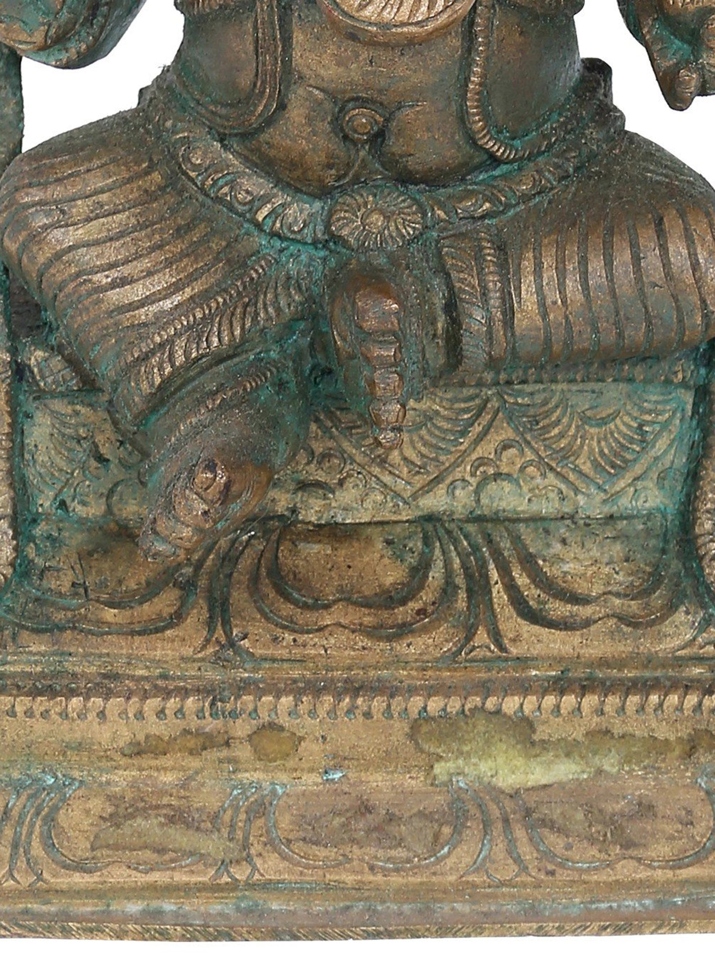 7" Sitting Lord Ganesha With Modaka Bronze Statue | Panchaloha Bronze Statue | Decorative Bronze Idol | Bronze Statue For Temple