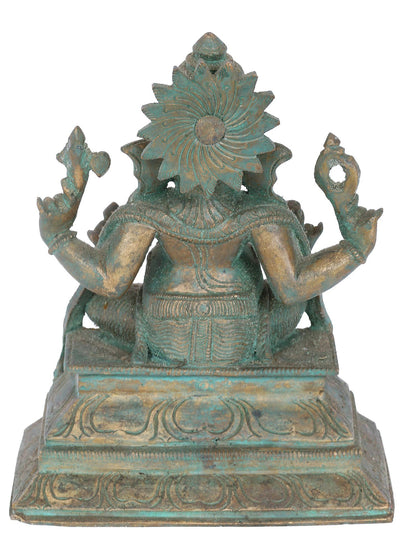 7" Seated Lord Ganesha With Crown Bronze Statue | Panchaloha Bronze Statue | Decorative Bronze Idol | Bronze Statue For Temple