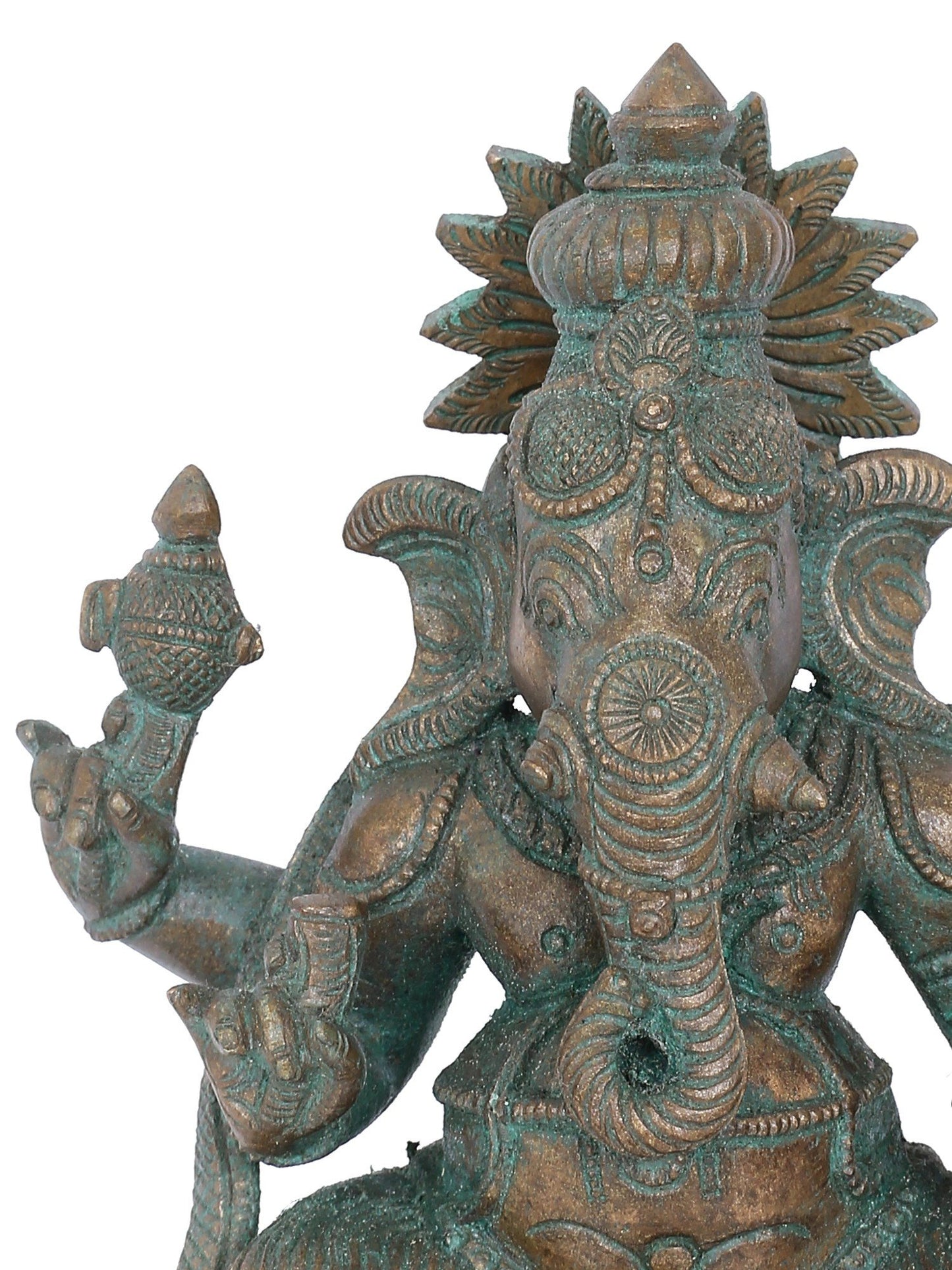 7” Vijaya Ganapati With Vaishnava Symbols Bronze Statue | Panchaloha Bronze Statue | Decorative Bronze Idol | Bronze Statue For Temple