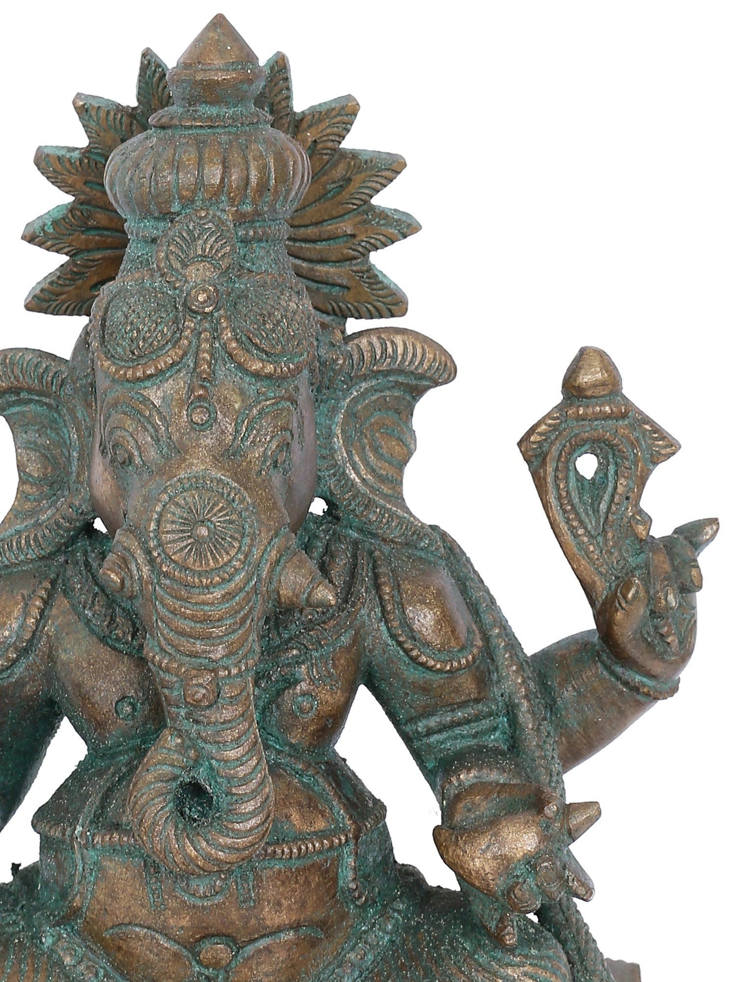 7” Vijaya Ganapati With Vaishnava Symbols Bronze Statue | Panchaloha Bronze Statue | Decorative Bronze Idol | Bronze Statue For Temple