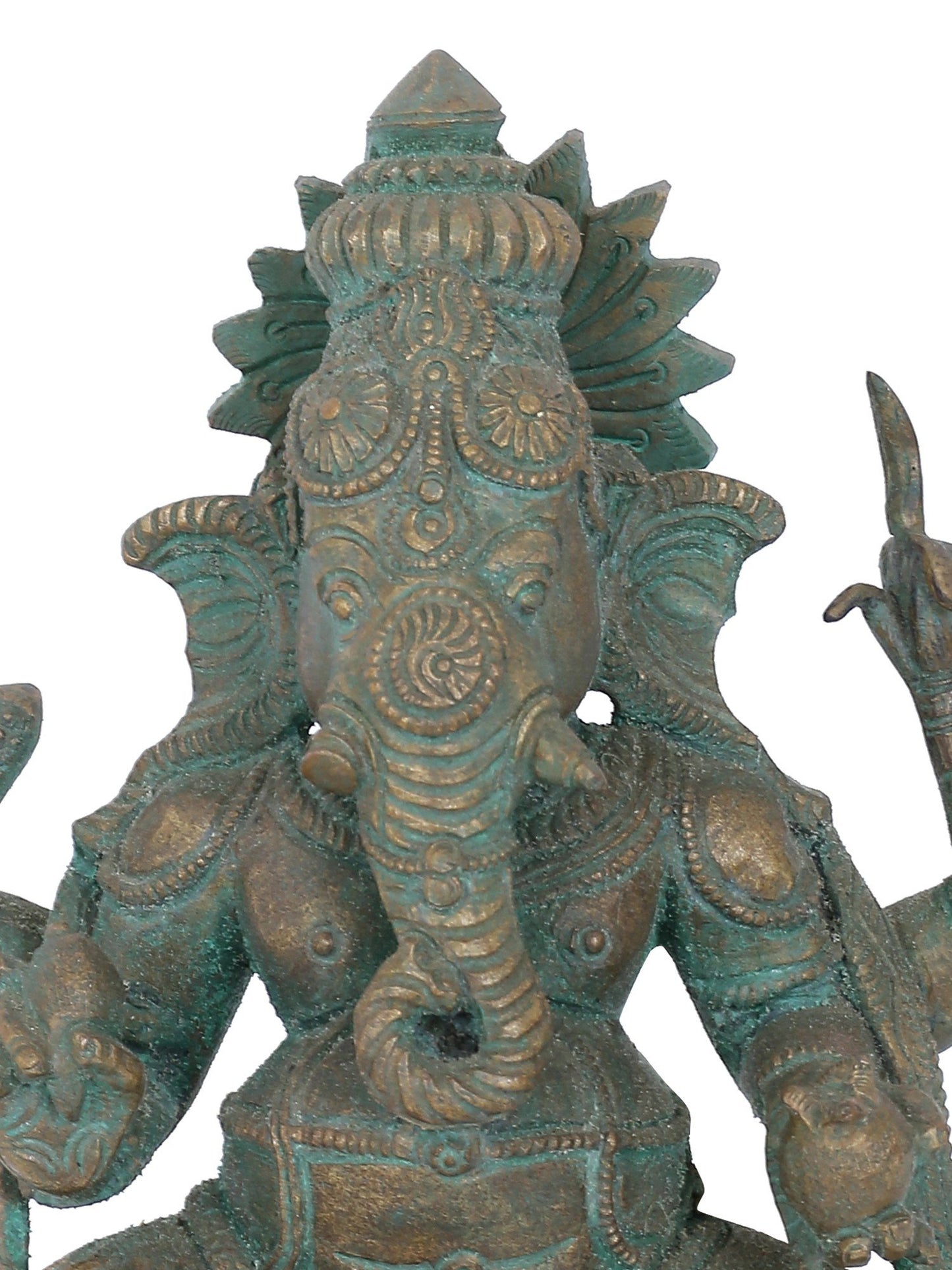 7” Bala Ganapati Seated On Throne Bronze Statue | Panchaloha Bronze Statue | Decorative Bronze Idol | Bronze Statue For Temple