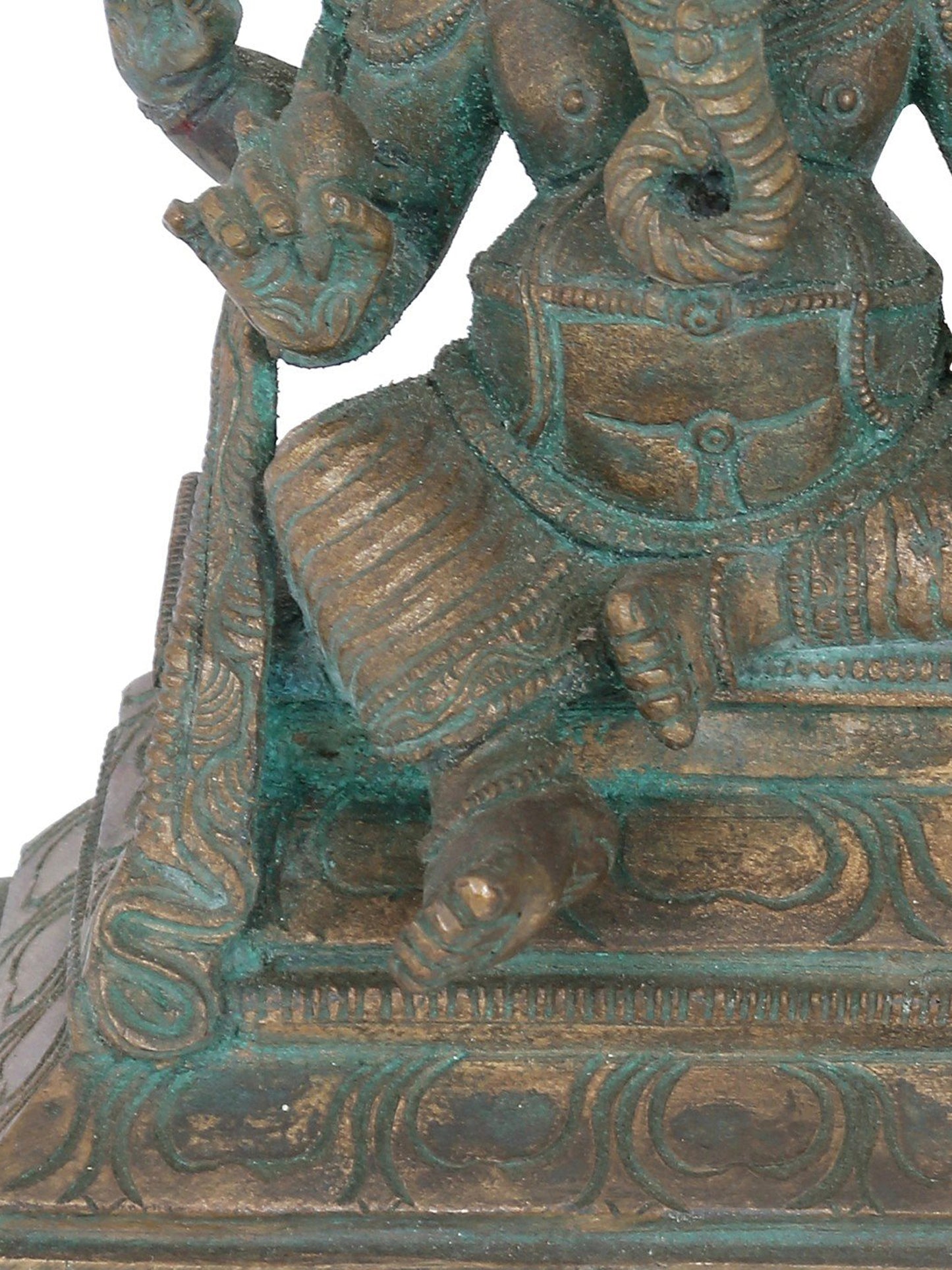 7” Bala Ganapati Seated On Throne Bronze Statue | Panchaloha Bronze Statue | Decorative Bronze Idol | Bronze Statue For Temple