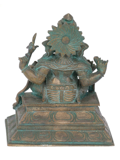 7” Bala Ganapati Seated On Throne Bronze Statue | Panchaloha Bronze Statue | Decorative Bronze Idol | Bronze Statue For Temple