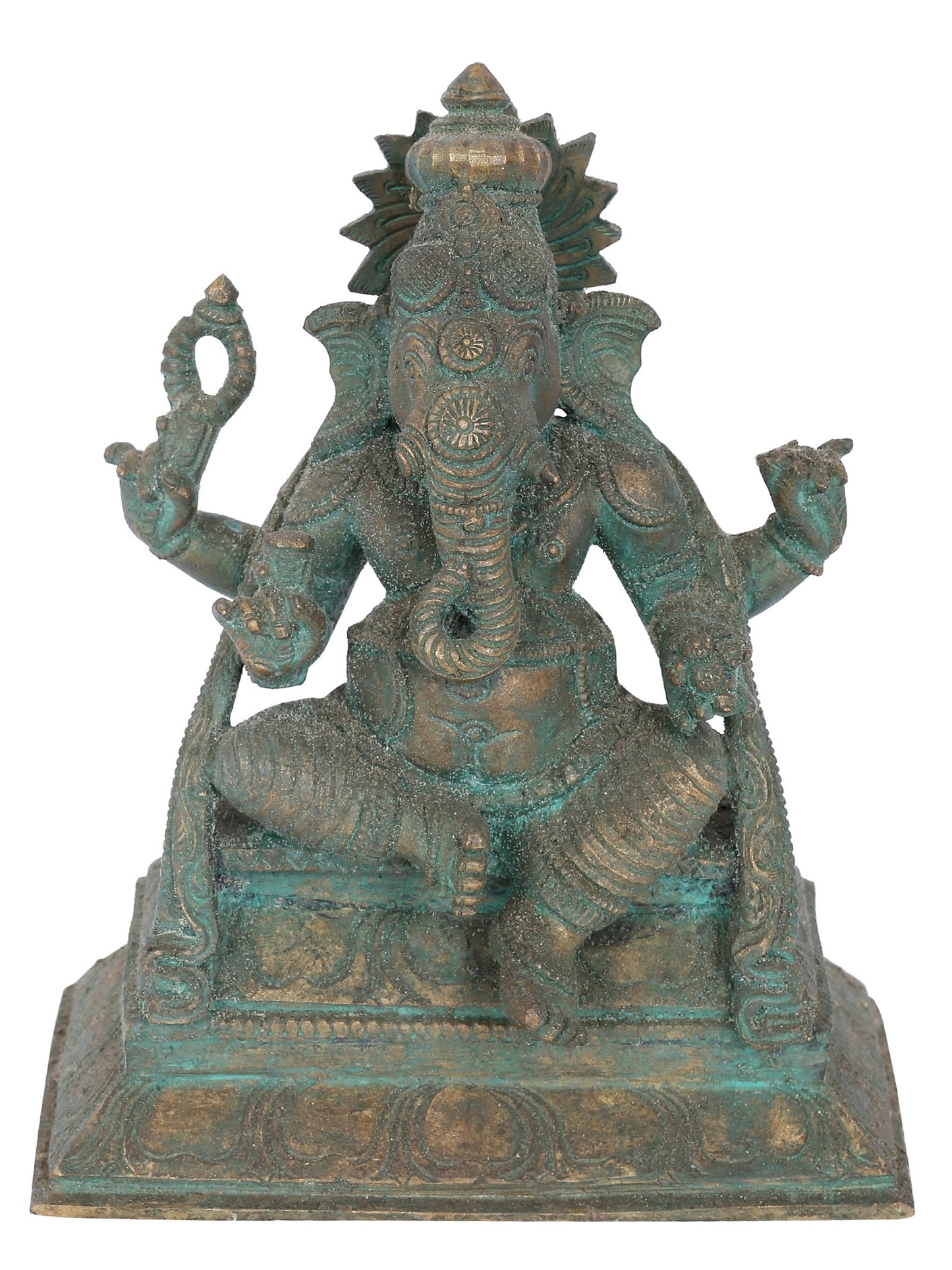 7” Ekadanta Ganapati Seated On Aasana Bronze Statue | Panchaloha Bronze Statue | Decorative Bronze Idol | Bronze Statue For Temple