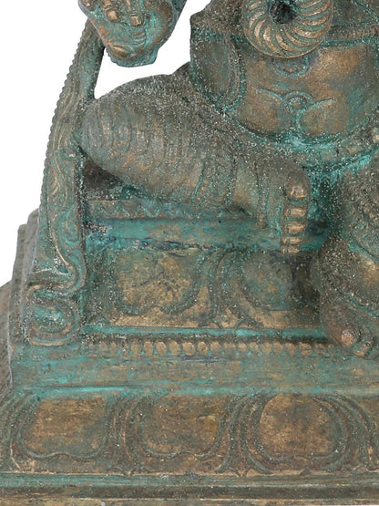 7” Ekadanta Ganapati Seated On Aasana Bronze Statue | Panchaloha Bronze Statue | Decorative Bronze Idol | Bronze Statue For Temple