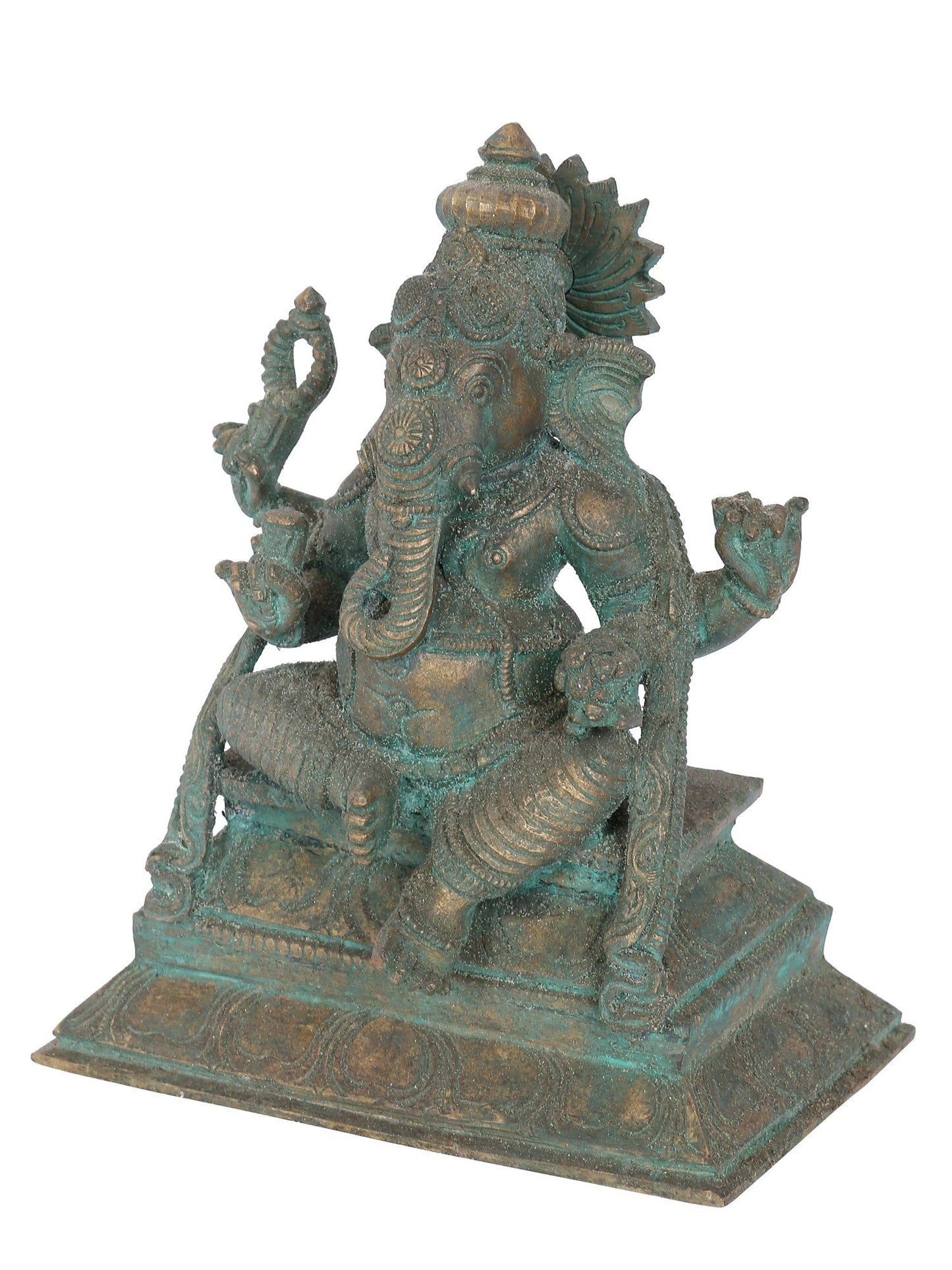 7” Ekadanta Ganapati Seated On Aasana Bronze Statue | Panchaloha Bronze Statue | Decorative Bronze Idol | Bronze Statue For Temple