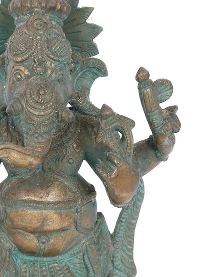 7" Nritya Ganapati Bronze Statue | Panchaloha Bronze Statue | Decorative Bronze Idol | Bronze Statue For Temple