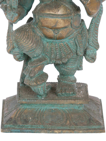 7" Nritya Ganapati Bronze Statue | Panchaloha Bronze Statue | Decorative Bronze Idol | Bronze Statue For Temple