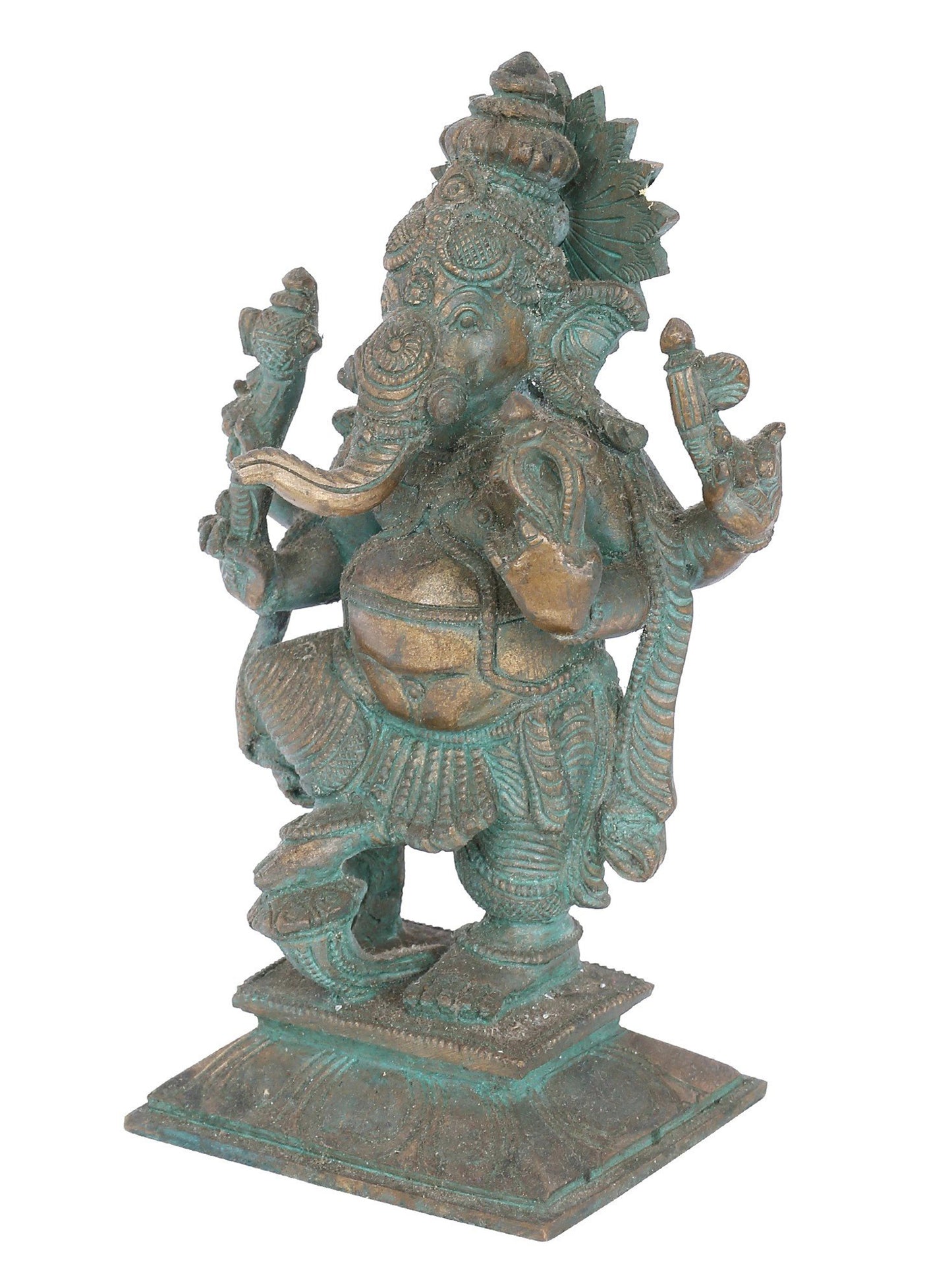 7" Nritya Ganapati Bronze Statue | Panchaloha Bronze Statue | Decorative Bronze Idol | Bronze Statue For Temple