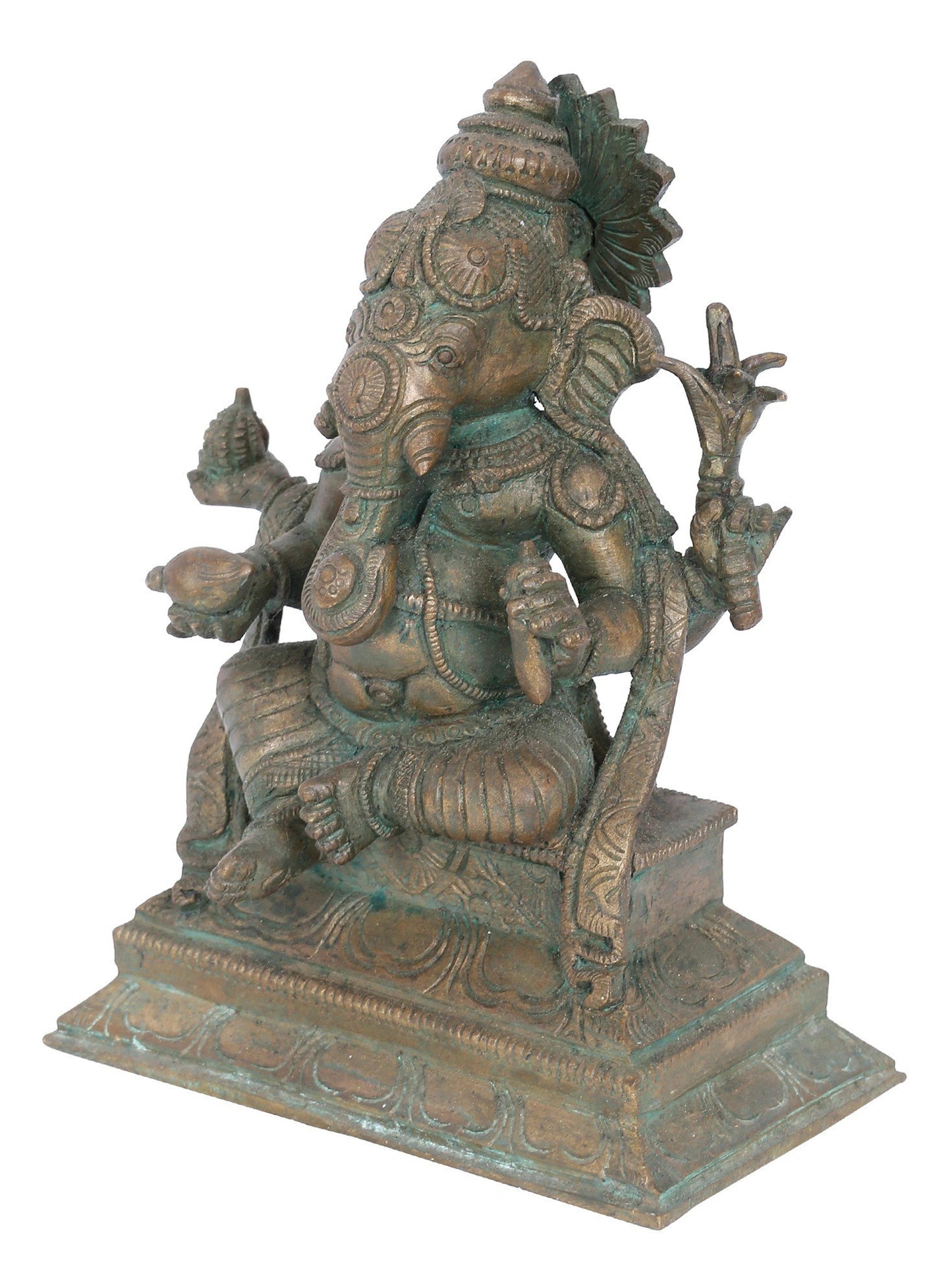 7" Bala Ganapati On Aasana Bronze Statue | Panchaloha Bronze Statue | Decorative Bronze Idol | Bronze Statue For Temple