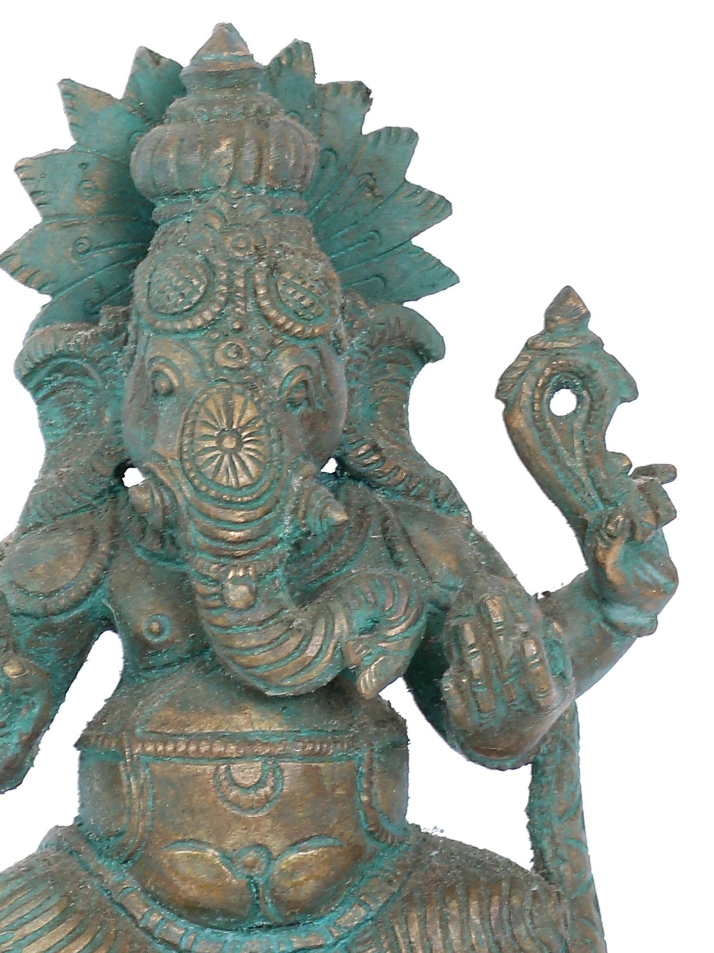 7" Ekakshara Ganapati With Mushaka Bronze Statue | Panchaloha Bronze Statue | Decorative Bronze Idol | Bronze Statue For Temple