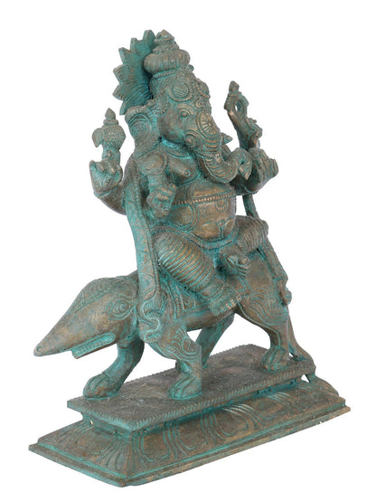 7" Ekakshara Ganapati With Mushaka Bronze Statue | Panchaloha Bronze Statue | Decorative Bronze Idol | Bronze Statue For Temple