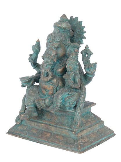 7" Vara Ganapati Bronze Ritual Statue | Panchaloha Bronze Statue | Decorative Bronze Idol | Bronze Statue For Temple