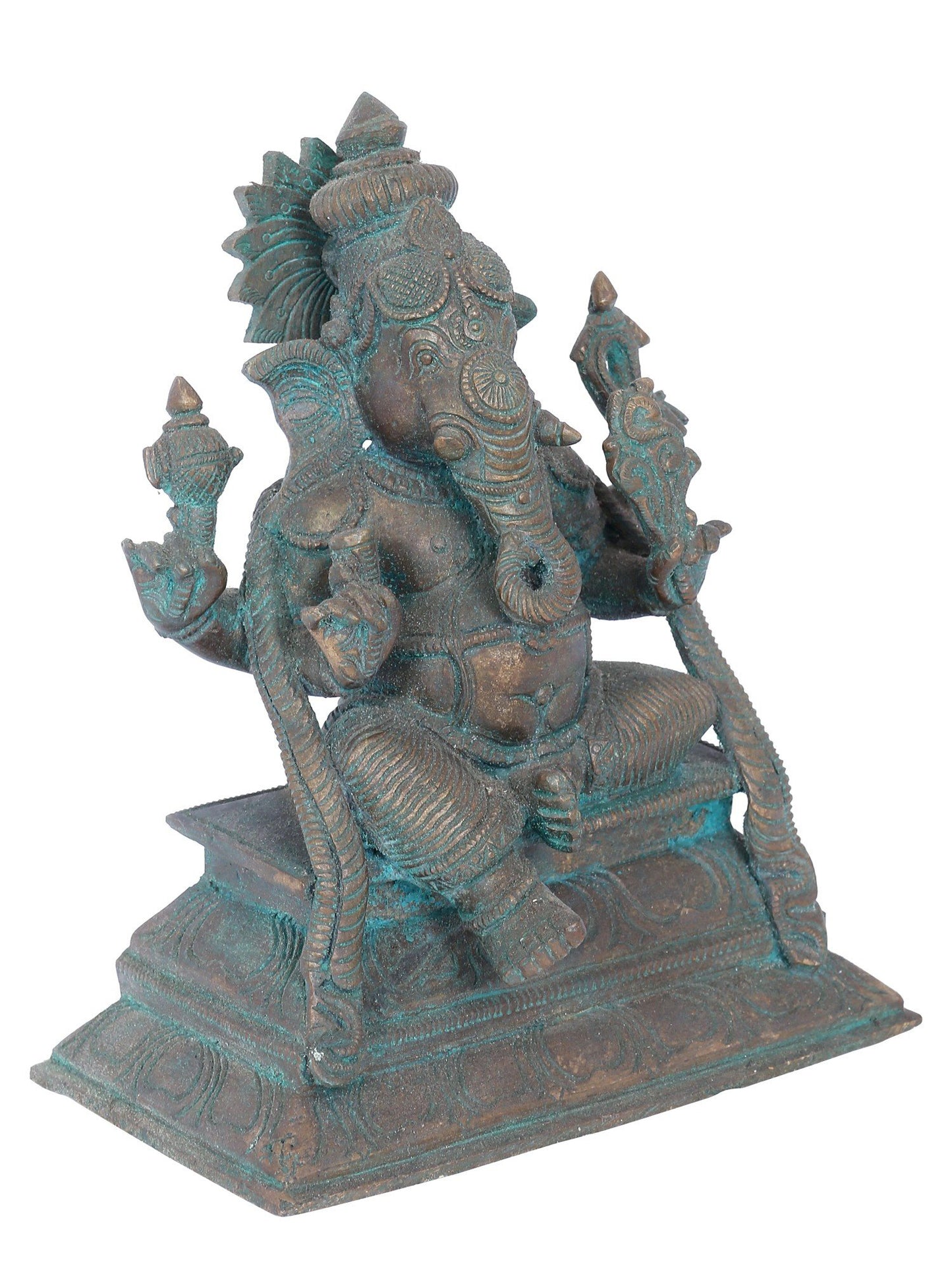 7” Seated Kshipra Ganapati On Aasana Bronze Statue | Panchaloha Bronze Statue | Decorative Bronze Idol | Bronze Statue For Temple