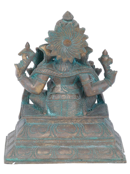 7” Seated Kshipra Ganapati On Aasana Bronze Statue | Panchaloha Bronze Statue | Decorative Bronze Idol | Bronze Statue For Temple