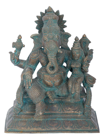 7" Sankatahara Ganapati Bronza Statue | Panchaloha Bronze Statue | Decorative Bronze Idol | Bronze Statue For Temple