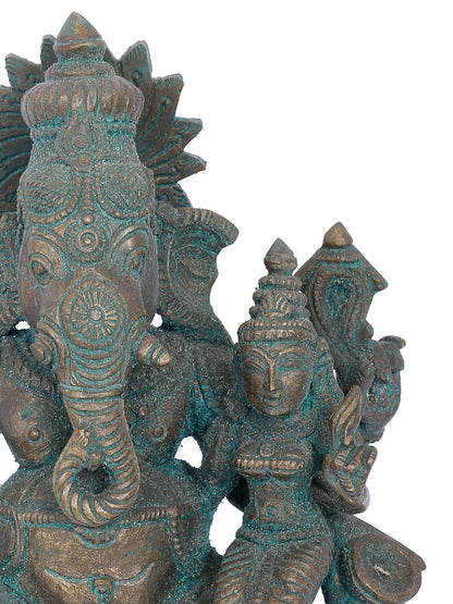 7" Sankatahara Ganapati Bronza Statue | Panchaloha Bronze Statue | Decorative Bronze Idol | Bronze Statue For Temple