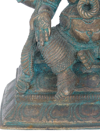 7" Sankatahara Ganapati Bronza Statue | Panchaloha Bronze Statue | Decorative Bronze Idol | Bronze Statue For Temple