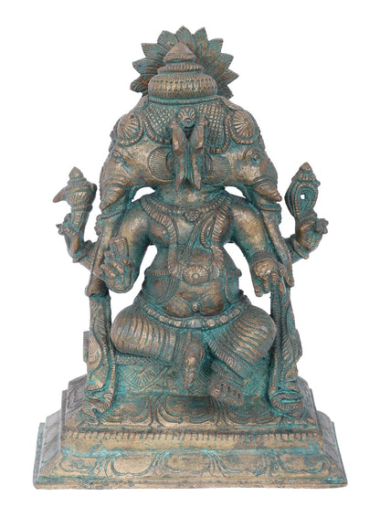 7" Dwimukha Ganapati Bronze Statue | Panchaloha Bronze Statue | Decorative Bronze Idol | Bronze Statue For Temple