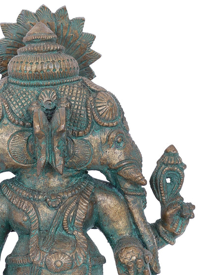 7" Dwimukha Ganapati Bronze Statue | Panchaloha Bronze Statue | Decorative Bronze Idol | Bronze Statue For Temple