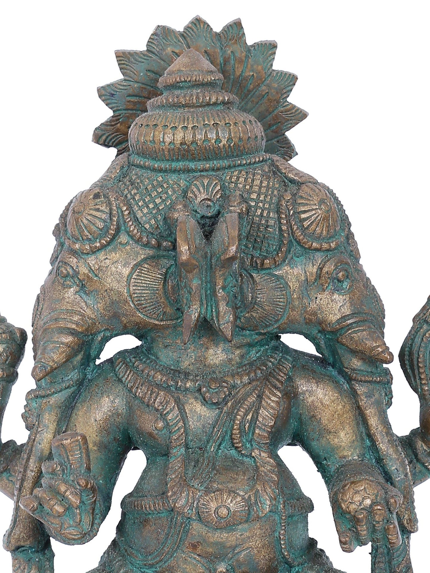 7" Dwimukha Ganapati Bronze Statue | Panchaloha Bronze Statue | Decorative Bronze Idol | Bronze Statue For Temple