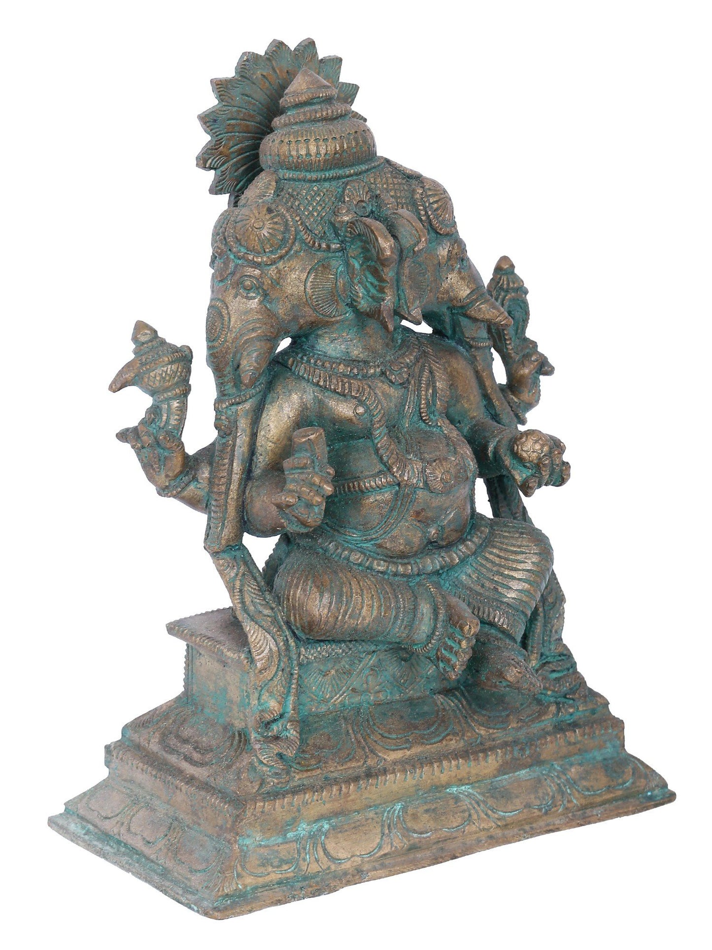 7" Dwimukha Ganapati Bronze Statue | Panchaloha Bronze Statue | Decorative Bronze Idol | Bronze Statue For Temple